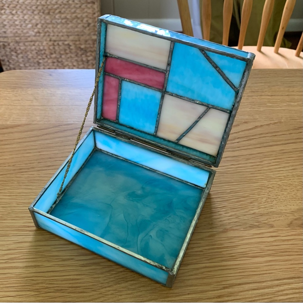 Vintage stained glass jewelry box